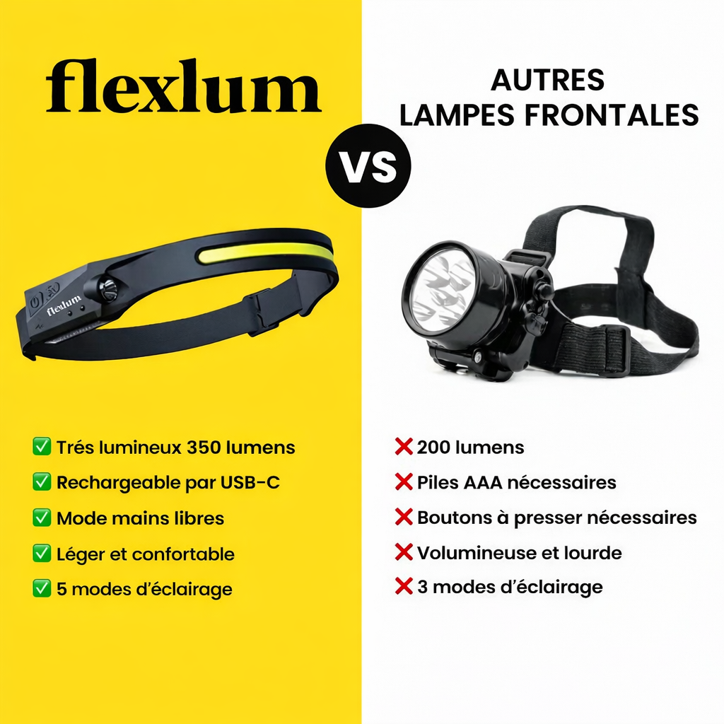 Lampe frontale LED 230°