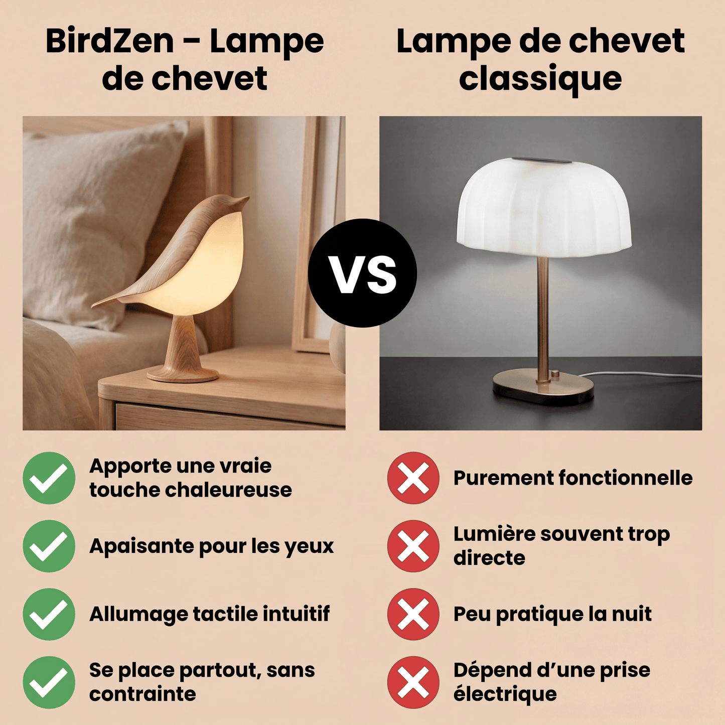 BirdZen - Lampe de Chevet