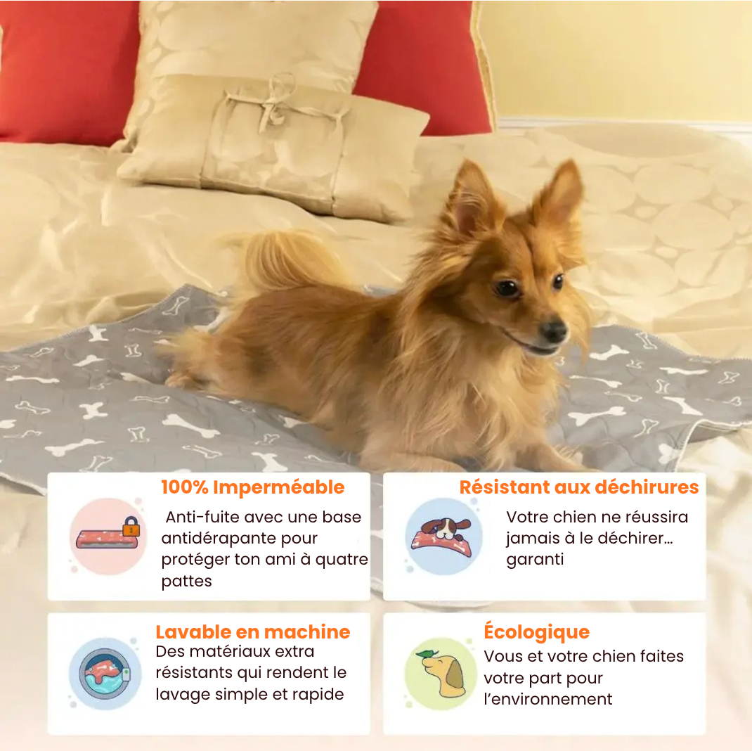 Tapis hygiénique, absorbant et lavable pour chiens et chiots