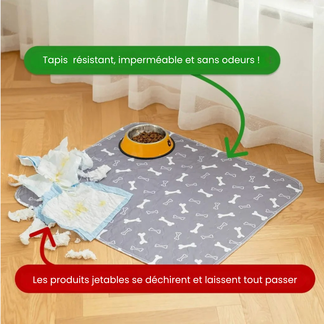 Tapis hygiénique, absorbant et lavable pour chiens et chiots