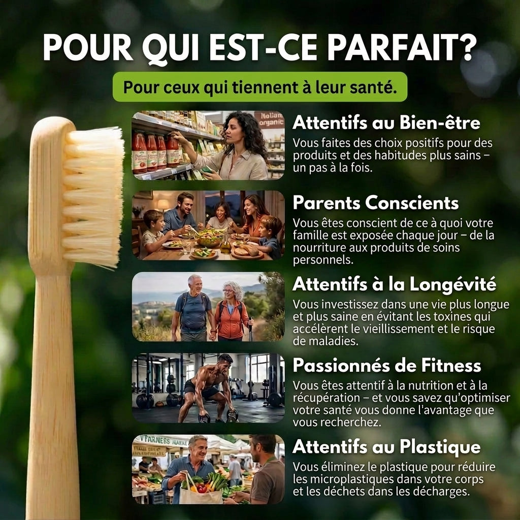 ORIGINI Brosse à dents en poils de sanglier et bambou