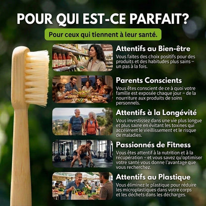 ORIGINI Brosse à dents en poils de sanglier et bambou