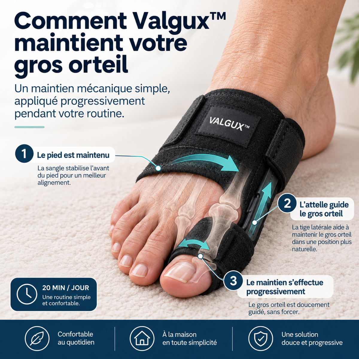 Attelle Valgux™ — Évitez l'opération. Retrouvez votre mobilité.