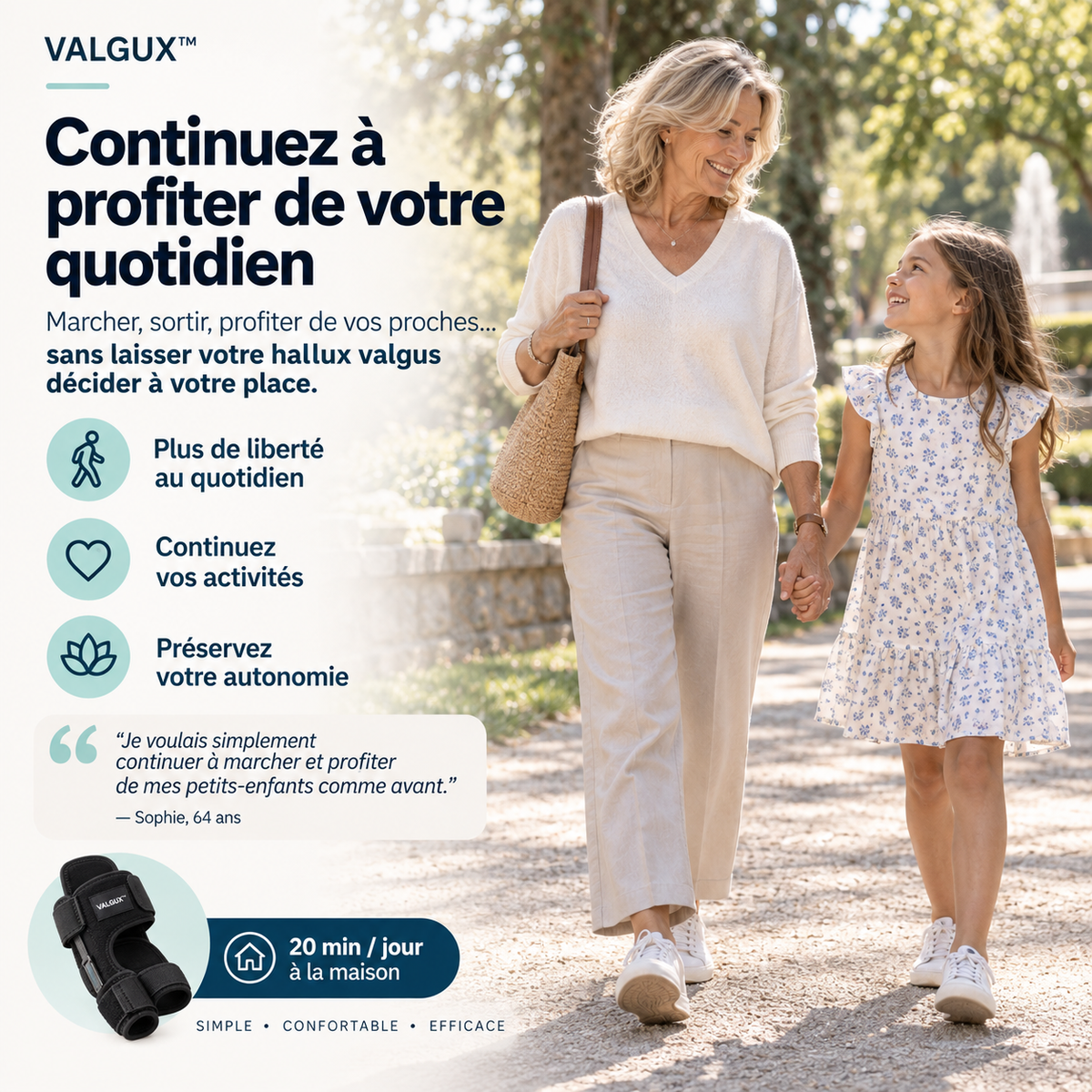 Attelle Valgux™ — Évitez l'opération. Retrouvez votre mobilité.