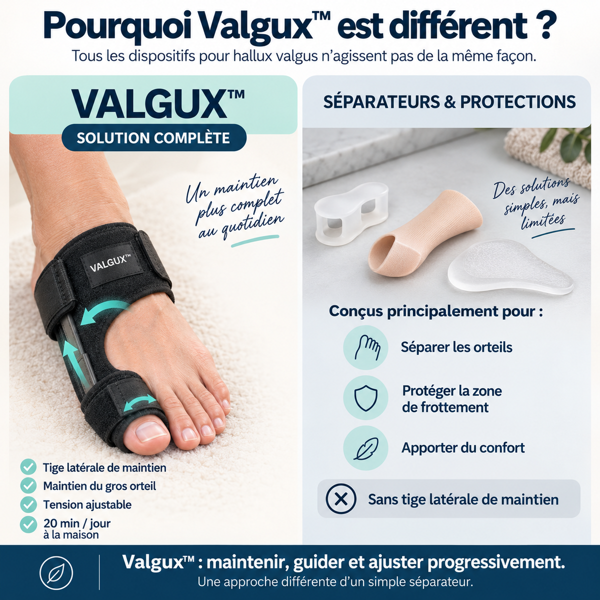 Attelle Valgux™ — Évitez l'opération. Retrouvez votre mobilité.