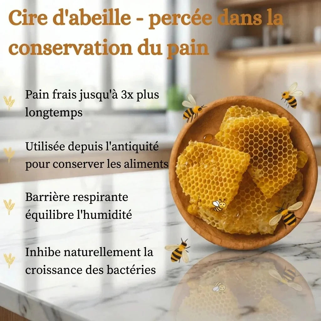 Sac à pain en cire d'abeille et 100% coton — Premium