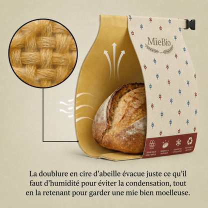 Sac à pain en cire d'abeille et 100% coton — Premium