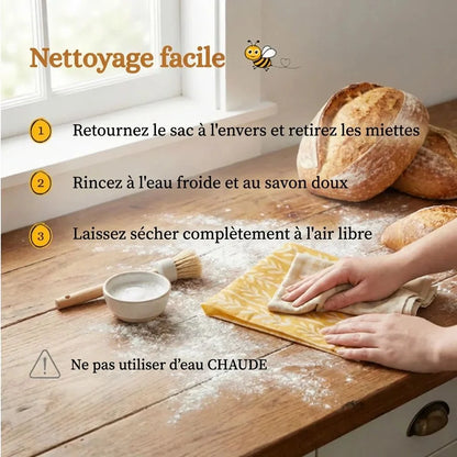 Sac à pain en cire d'abeille et 100% coton — Premium