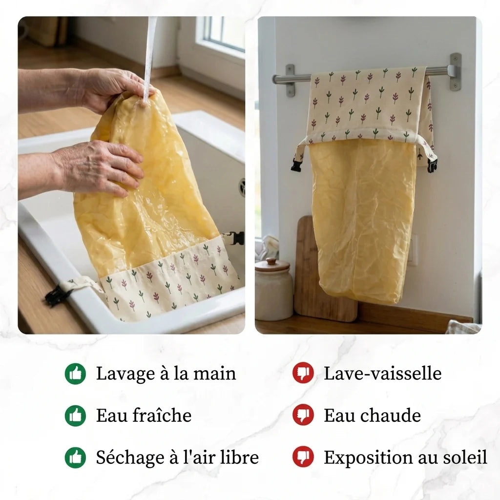 Sac à pain en cire d'abeille et 100% coton — Premium