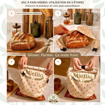Sac à pain en cire d'abeille et 100% coton — Premium