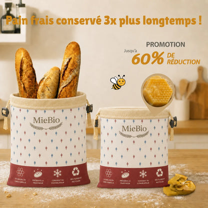 Sac à pain en cire d'abeille et 100% coton — Premium
