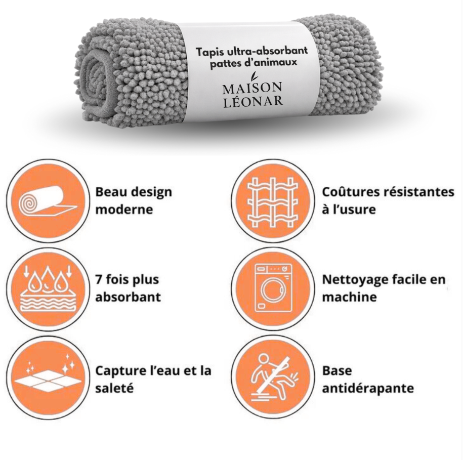 Tapis ultra-absorbant - pattes d'animaux
