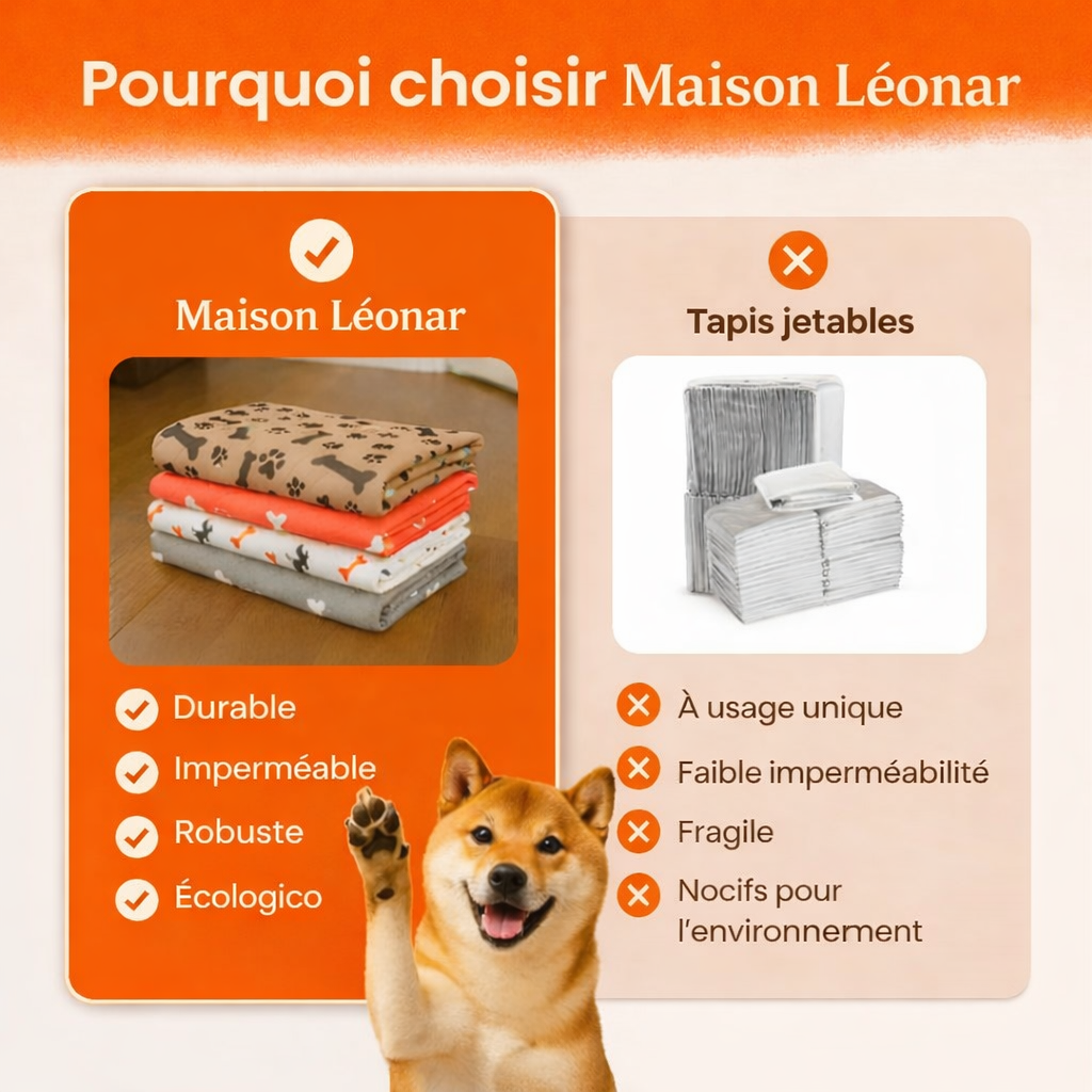Tapis hygiénique, absorbant et lavable pour chiens et chiots