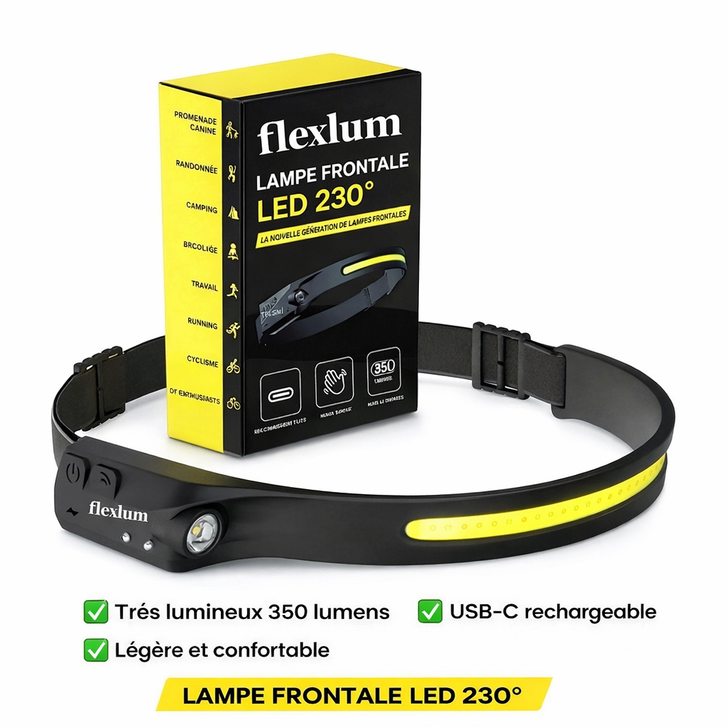 Lampe frontale LED 230°